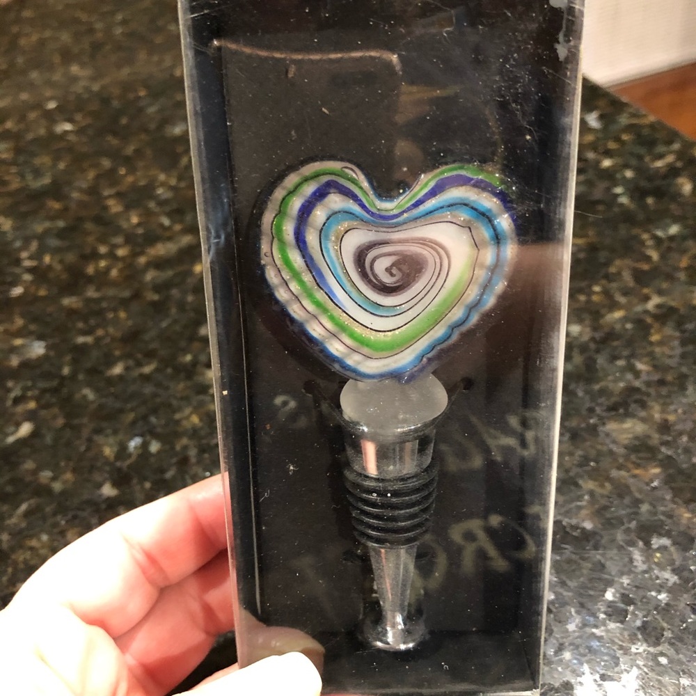 Heart shaped glass wine bottle stopper cork